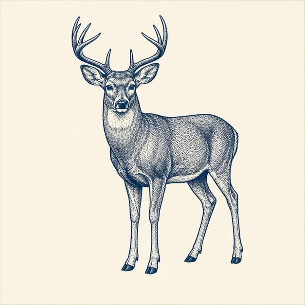 Vintage field-guide illustration of a deer