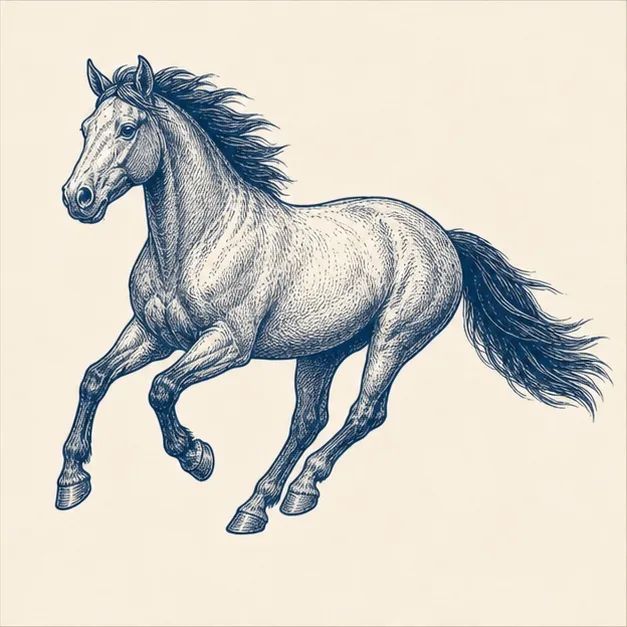 Vintage field-guide illustration of a horse