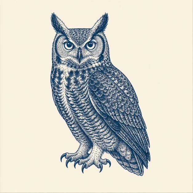 Vintage field-guide illustration of an owl