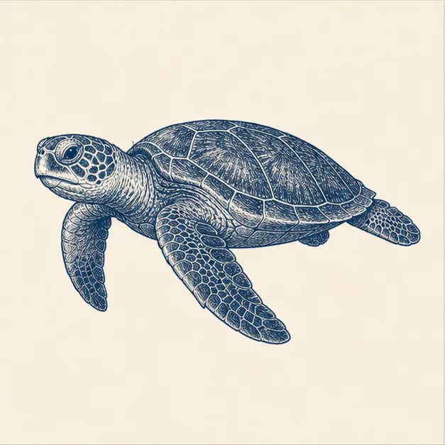 Vintage field-guide illustration of a turtle